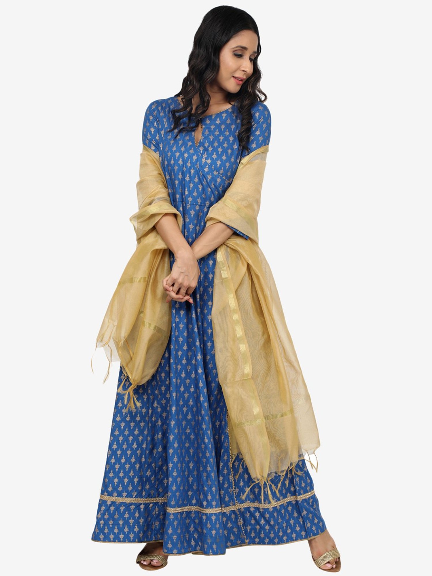 Paislei Blue Printed Kurta