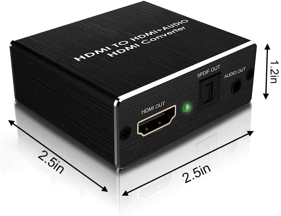 4Kx2K HDMI Audio Extractor, Kchibo HDMI to HDMI Optical Toslink SPDIF or 3.5mm AUX Stereo Audio Out Converter Adapter for Roku Blue-ray PC Laptop Xbox One HDTV Supports Dolby 5.1 (HDMI 1.4)