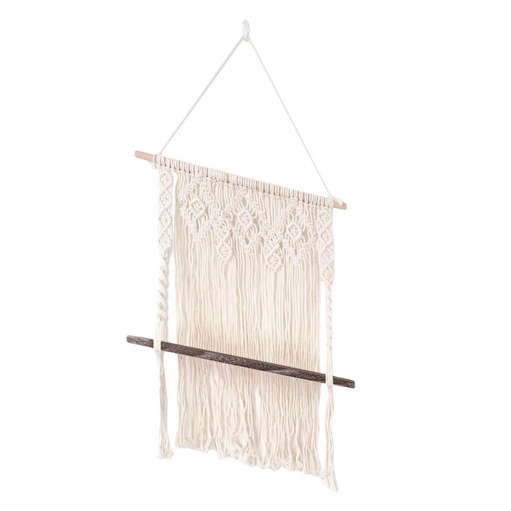 1pc Indoor Pendant Wall Storage Shelf Hanging Pendant Tassel Style Tapestry