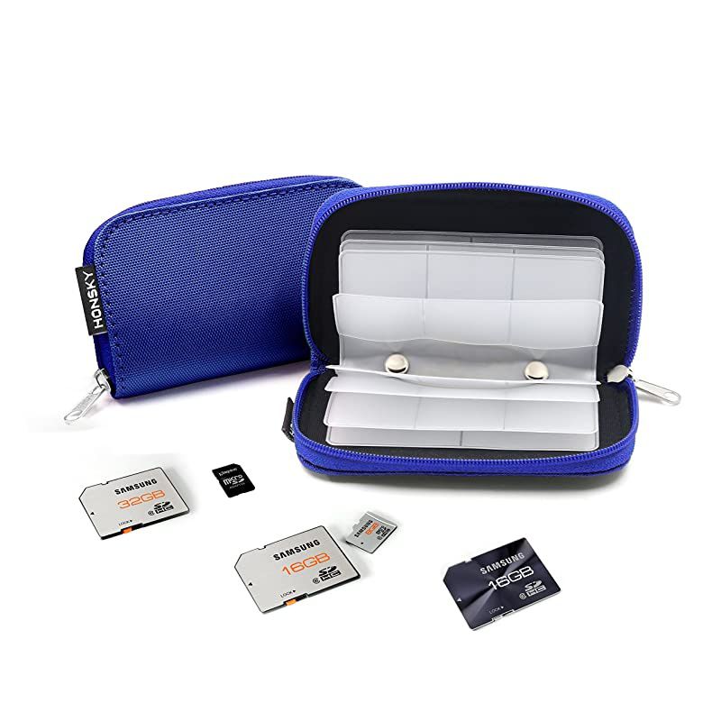 Card Case 22 Slot Zippered Memory Card Holder Memory Card Case Organizer Storage Wallet for Cards Micro Cards CF XC HC MMC Green