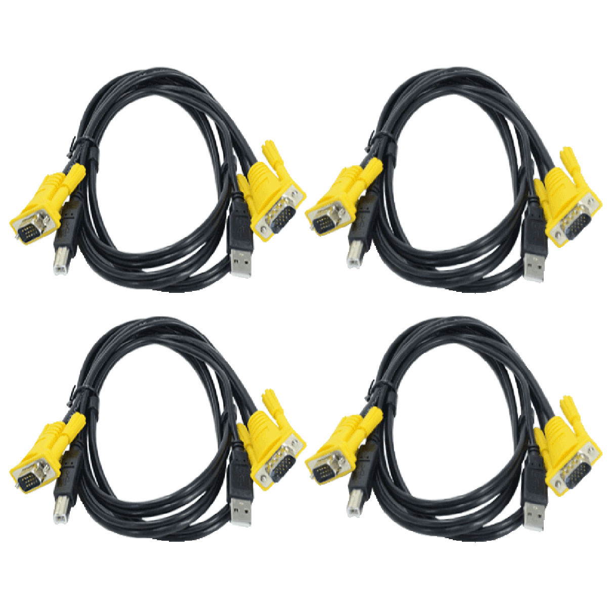 4 Ports VGA KVM Switch with  USB Hub 4 Computers Share 1 Set of Monitor+Keyboard+Mouse+Printer/U Disk (included 4 KVM Cables)