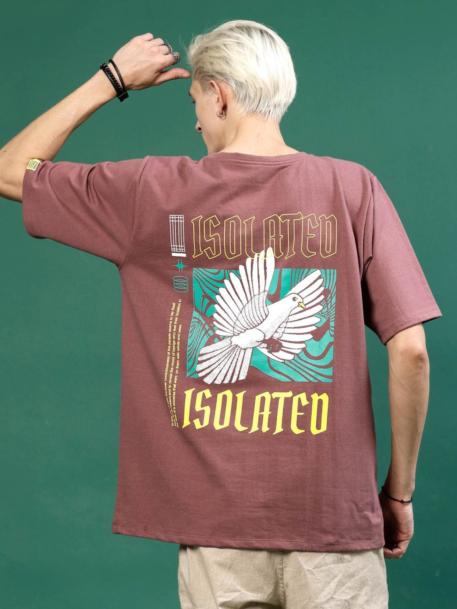 Rigo Mauve Cotton Loose Fit Printed T-Shirt