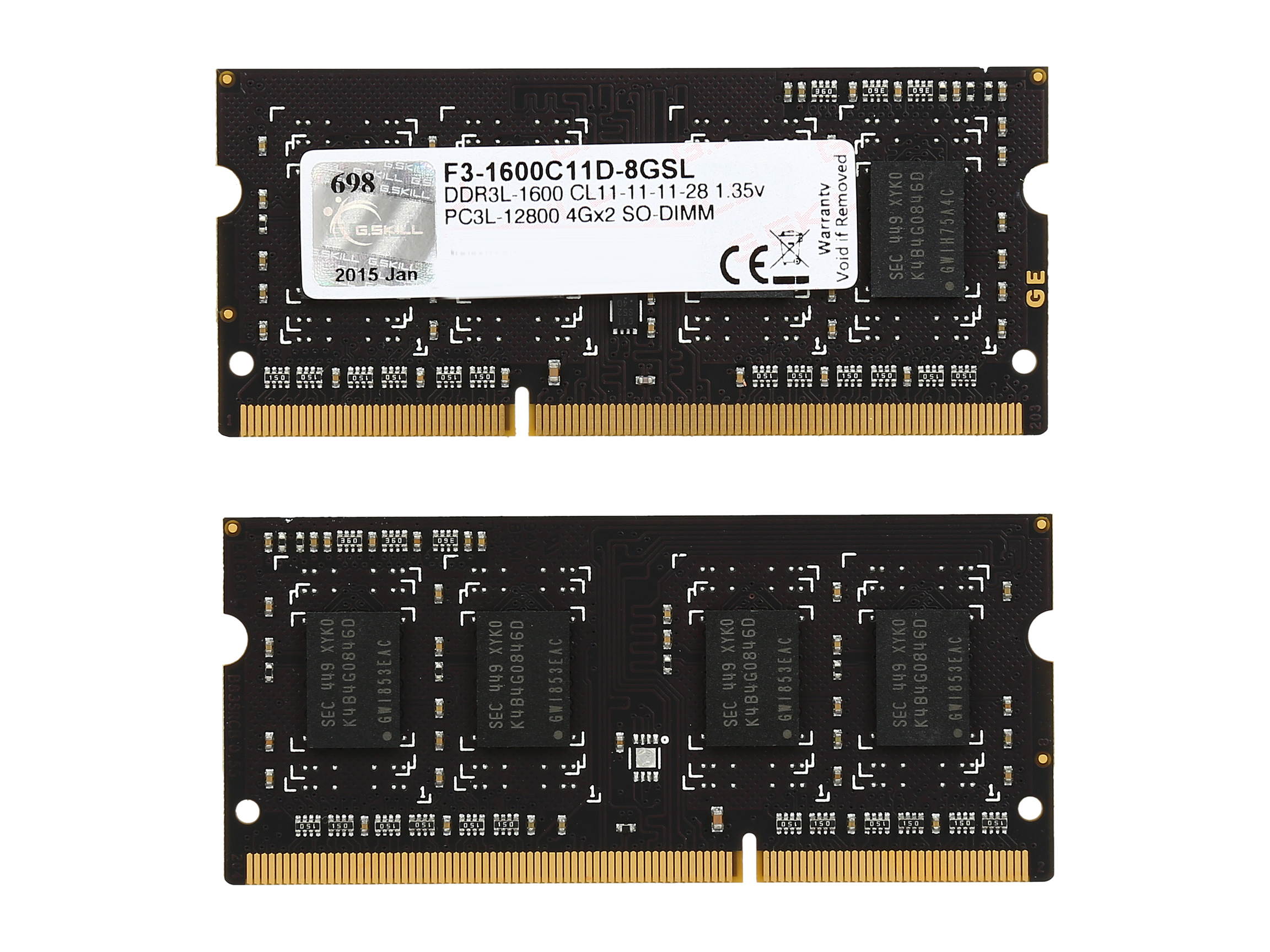G.SKILL 8GB (2 x 4GB) 204-Pin DDR3 SO-DIMM DDR3L 1600 (PC3L 12800) Laptop Memory Model F3-1600C11D-8GSL