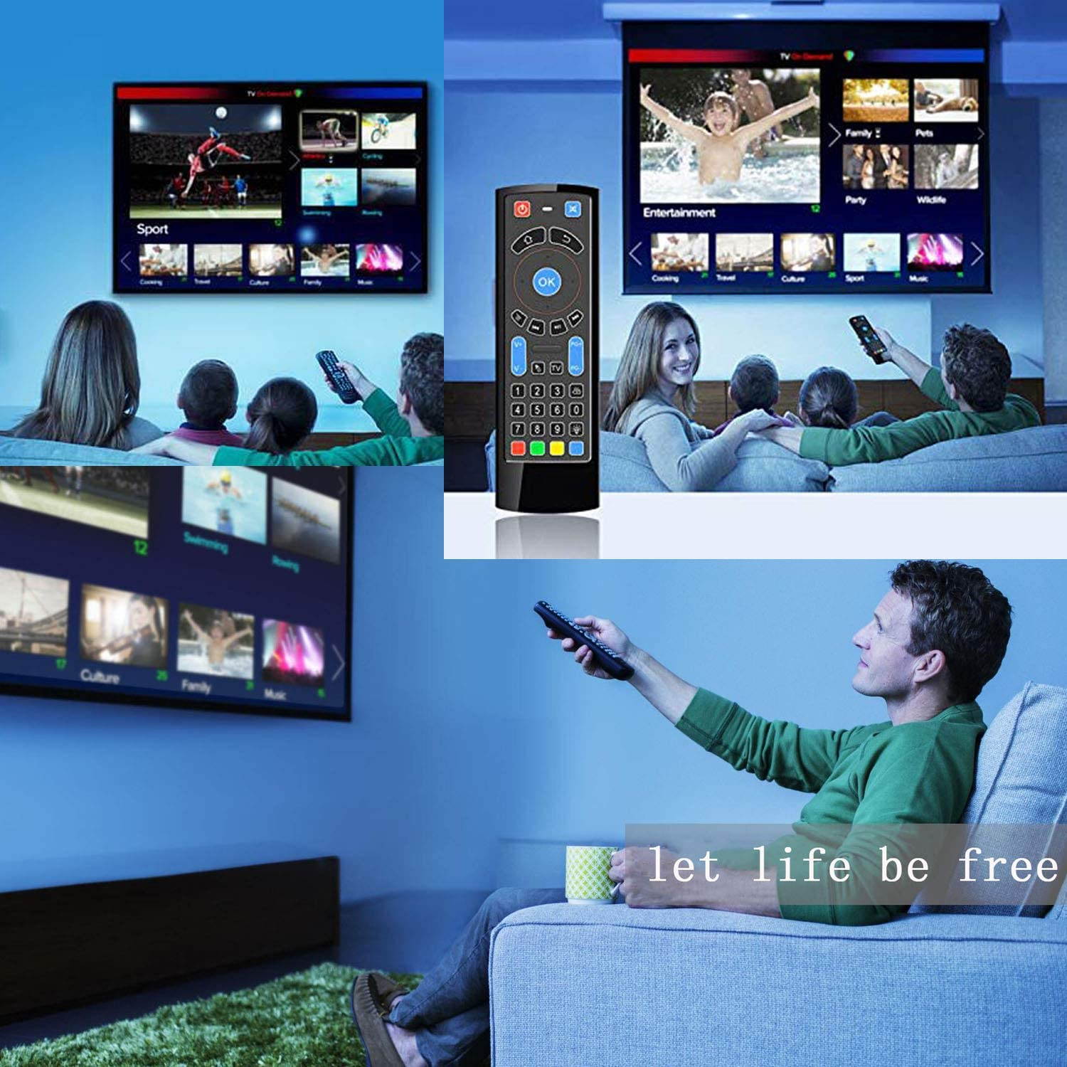 Updated Bluetooth Air Mouse for Android tv Box, Mini Wireless Keyboard Air TV Remote Mouse Control with Backlit CR3 for Android TV Box, Mini PC, Smart TV, HTPC, All-in-One PC/TV