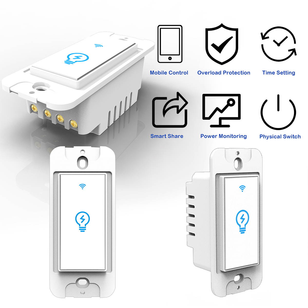 Joso Smart Light Switch, Wi-Fi Remote Timing Control with Smartphone In-Wall Light Switch Works with Amazon Alexa and Google Assistant,No Hub Required