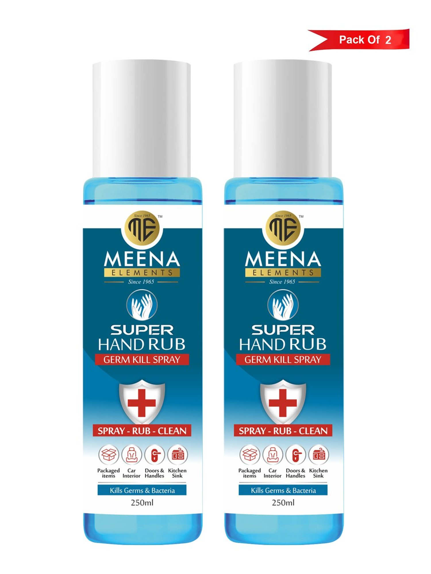 Meena Elements Super Hand Rub Spray (250 ml) - Pack of 2