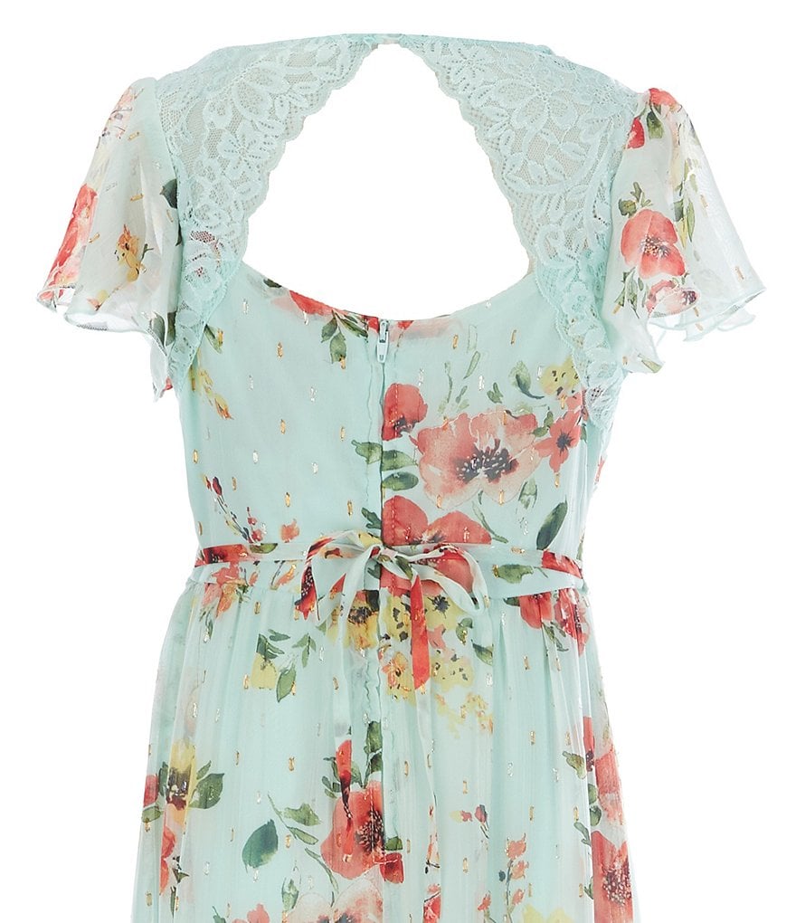 Poppies And Roses Big Girls 7-16 Cold-Shoulder Floral Maxi Dress