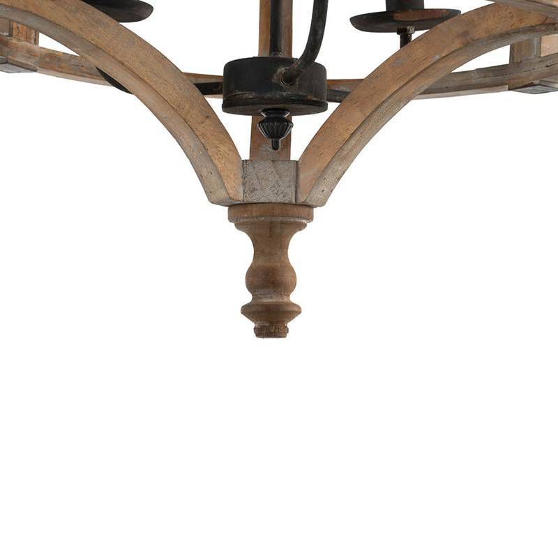 Andreas Round Chandelier Antique Wood - A&B Home