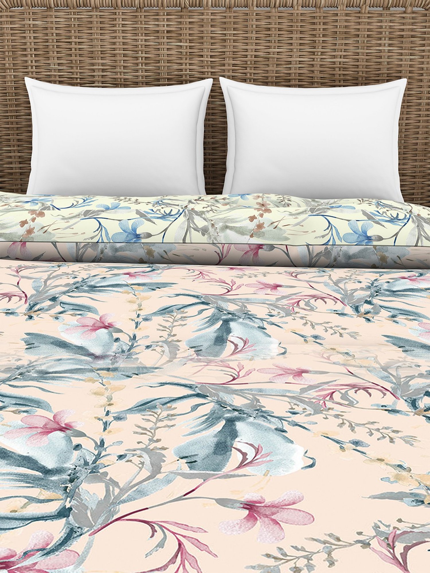 Maspar Vincent Green & Blue Cotton 120 TC Reversible Quilt - Set of 1