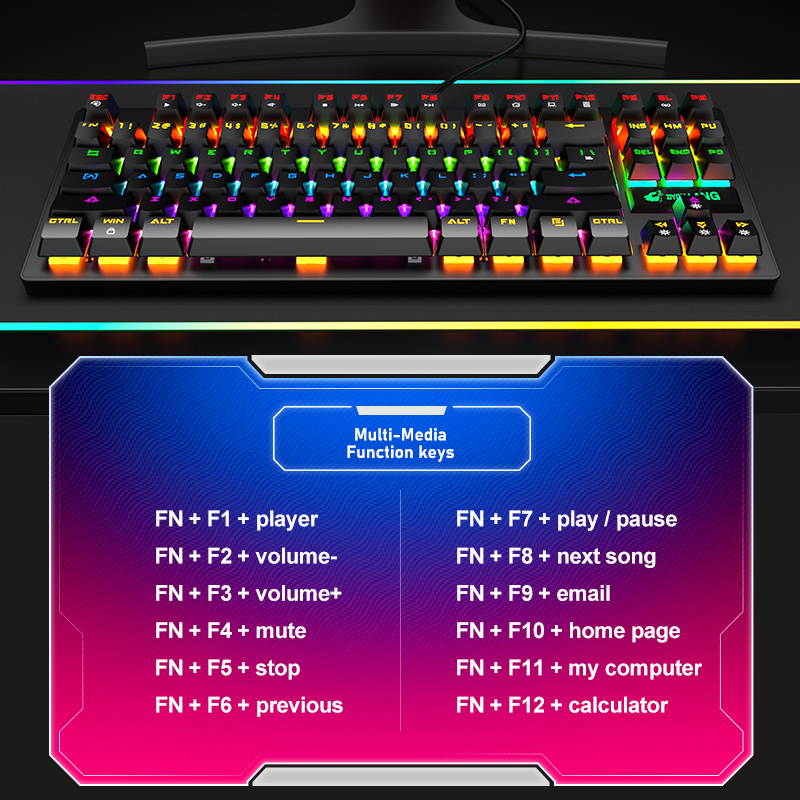 E-sport K2 Punk Mechanical Keyboard 87-key Gaming Competitive Office Notebook Gaming Keyboard