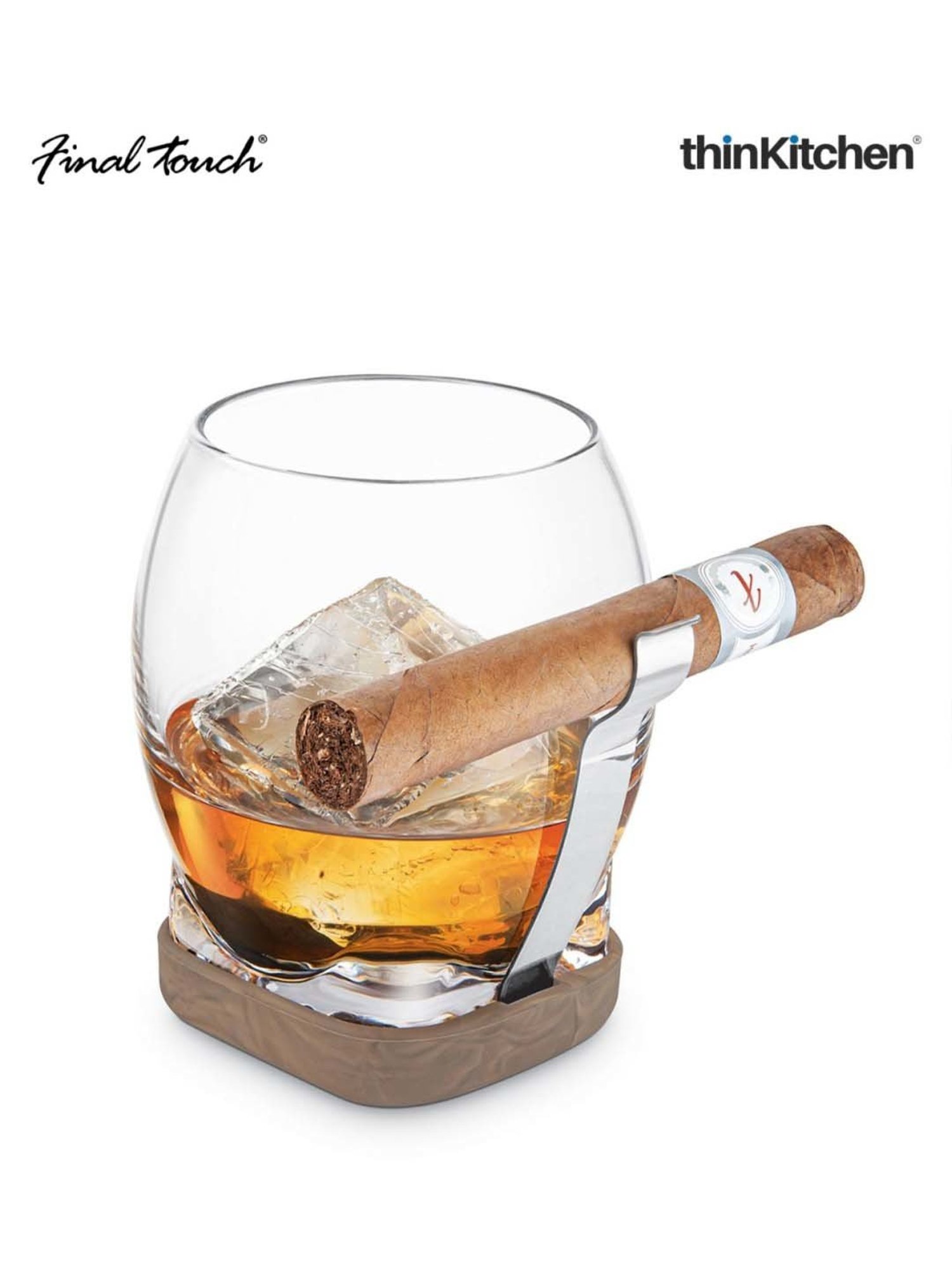 Final Touch Transparent Silicone Cigar Glass With Ss Holder (0.42 L)