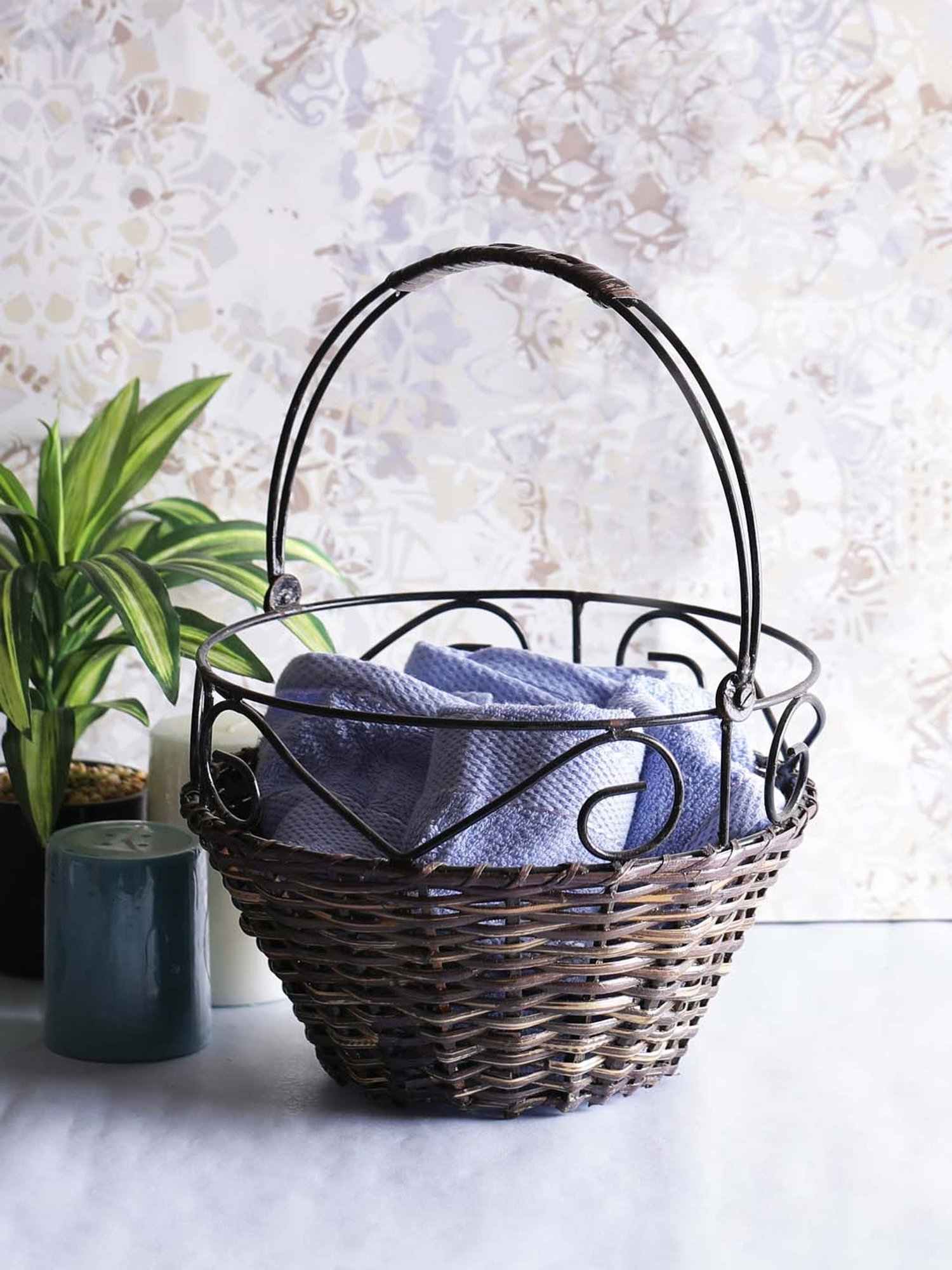 VarEesha Brown & Black Bamboo Multi-Purpose Basket - Set of 1