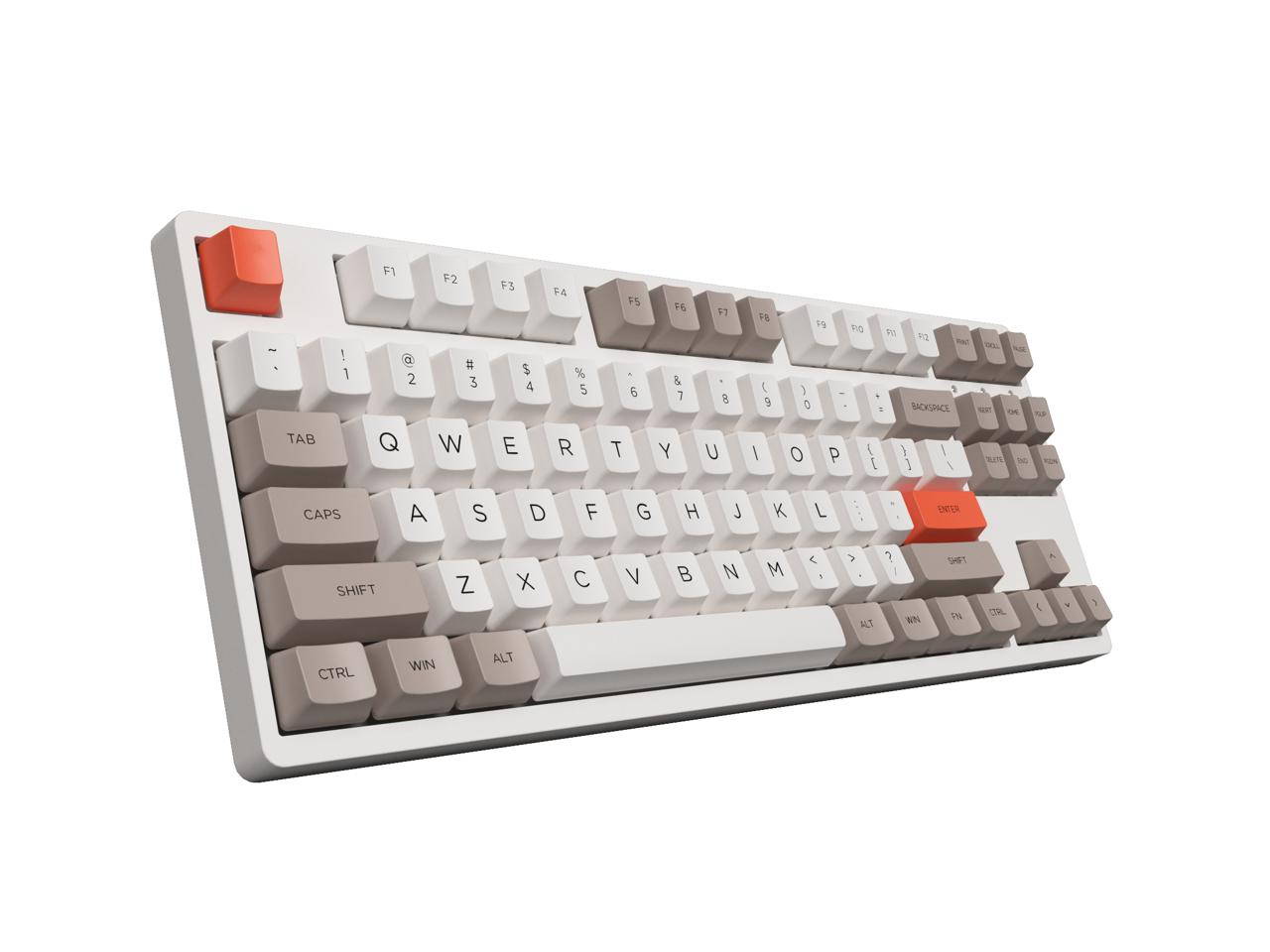 Kofure 3087V2 Steam Engine Retro TKL Gaming Mechanical Keyboard Double Shot Dye Sub PBT Keycaps NKRO Detachable USB Type-C White/Brown