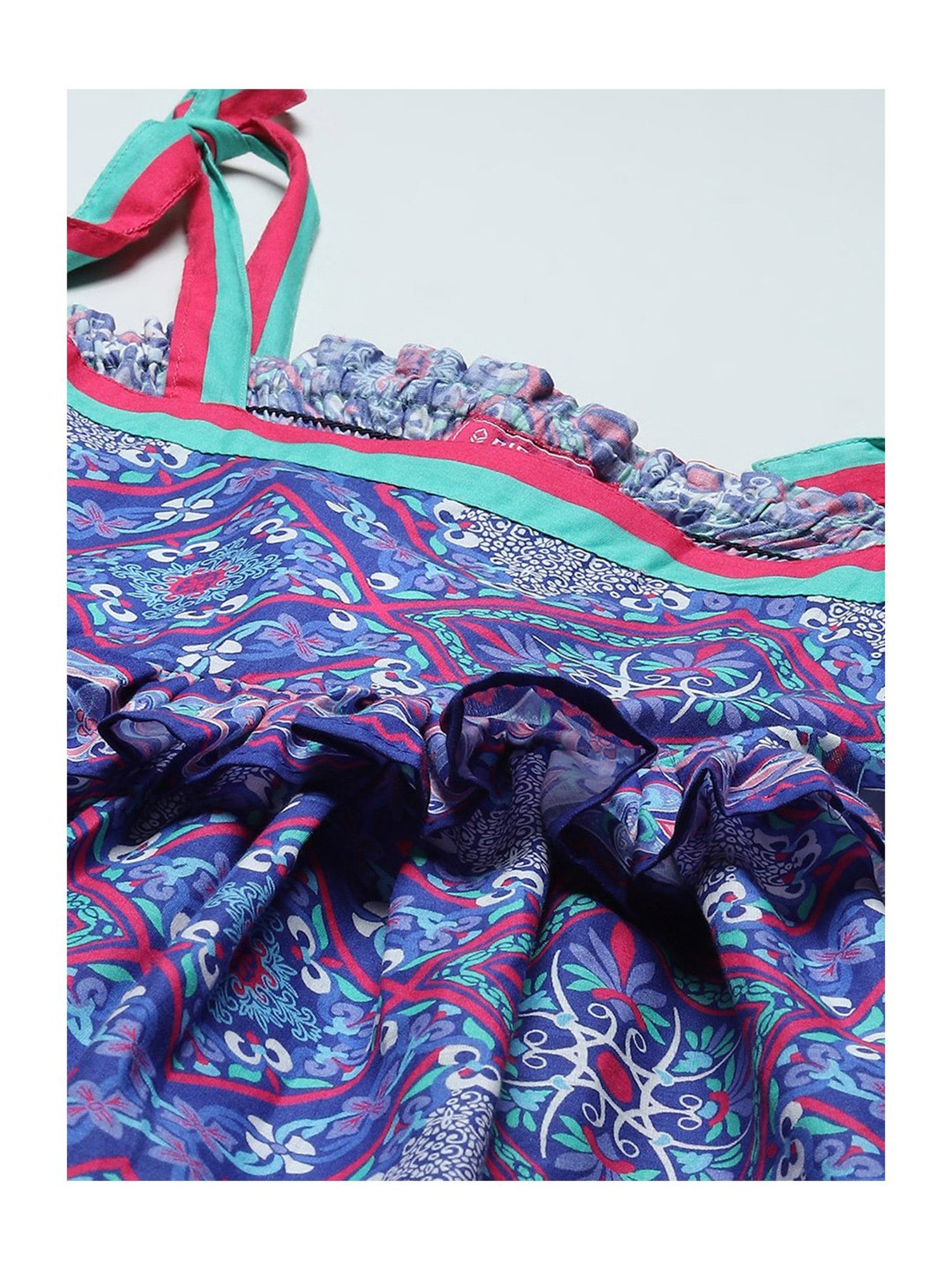 BIBA Girls Blue Printed Dress