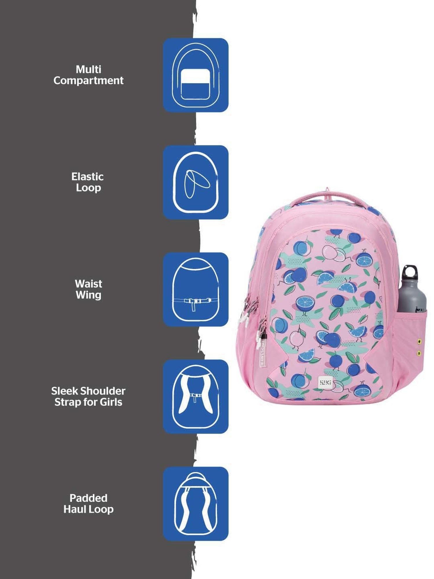 Wiki 29.5 Ltrs Pink Medium Backpack