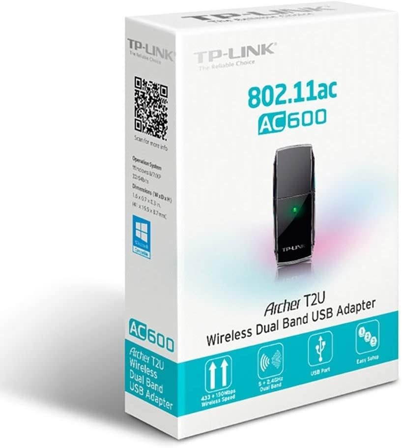 TP-Link Archer T2U AC600 Wireless Dual Band Adapter WiFi USB Connector (2 Pack)