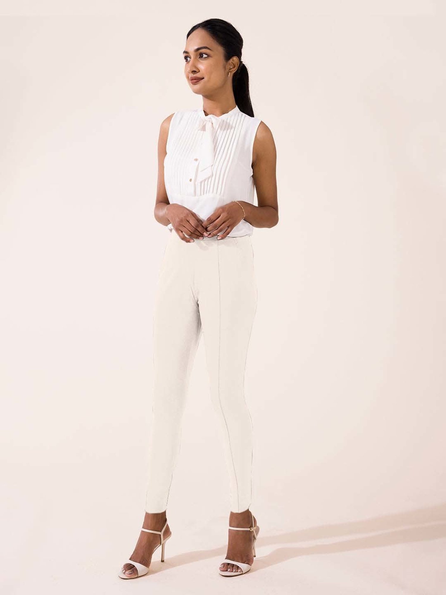 Go Colors! Beige Mid Rise Formal Trousers
