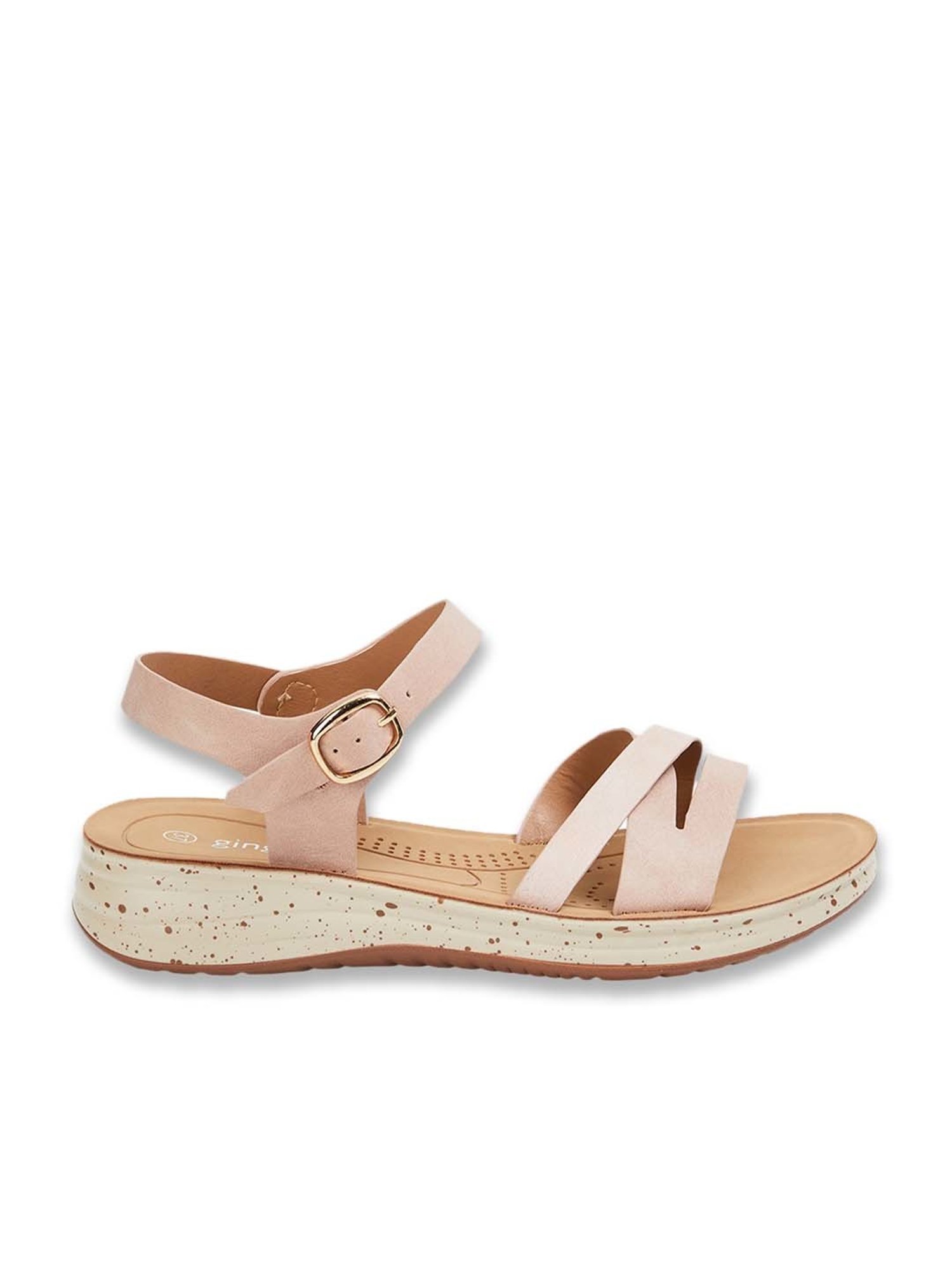 Ginger by Lifestyle Women's Pink Ankle Strap Wedges