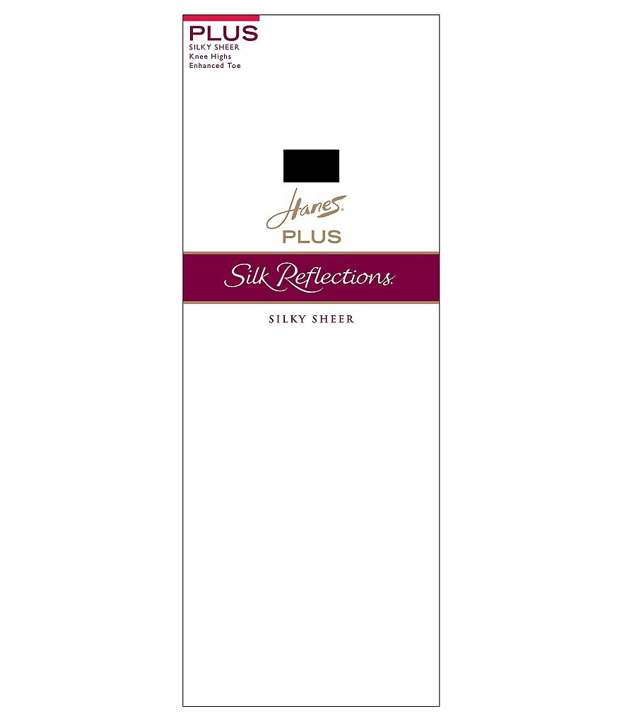 Hanes Plus Silk Reflections Reinforced-Toe Wide Comfort Band Knee Highs 2-Pack
