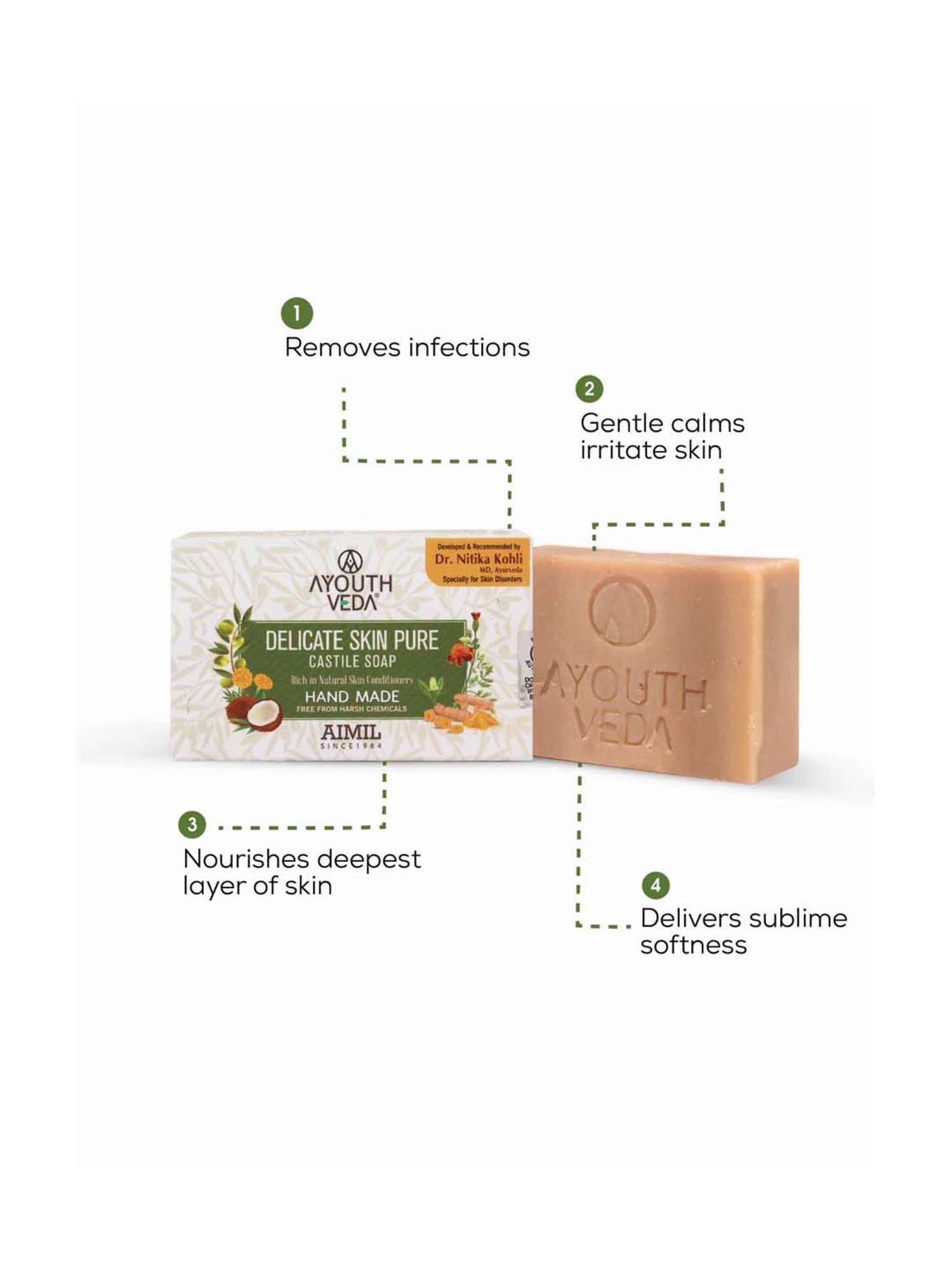 AyouthVeda Delicate Skin Pure Castile Soap - 100 gm