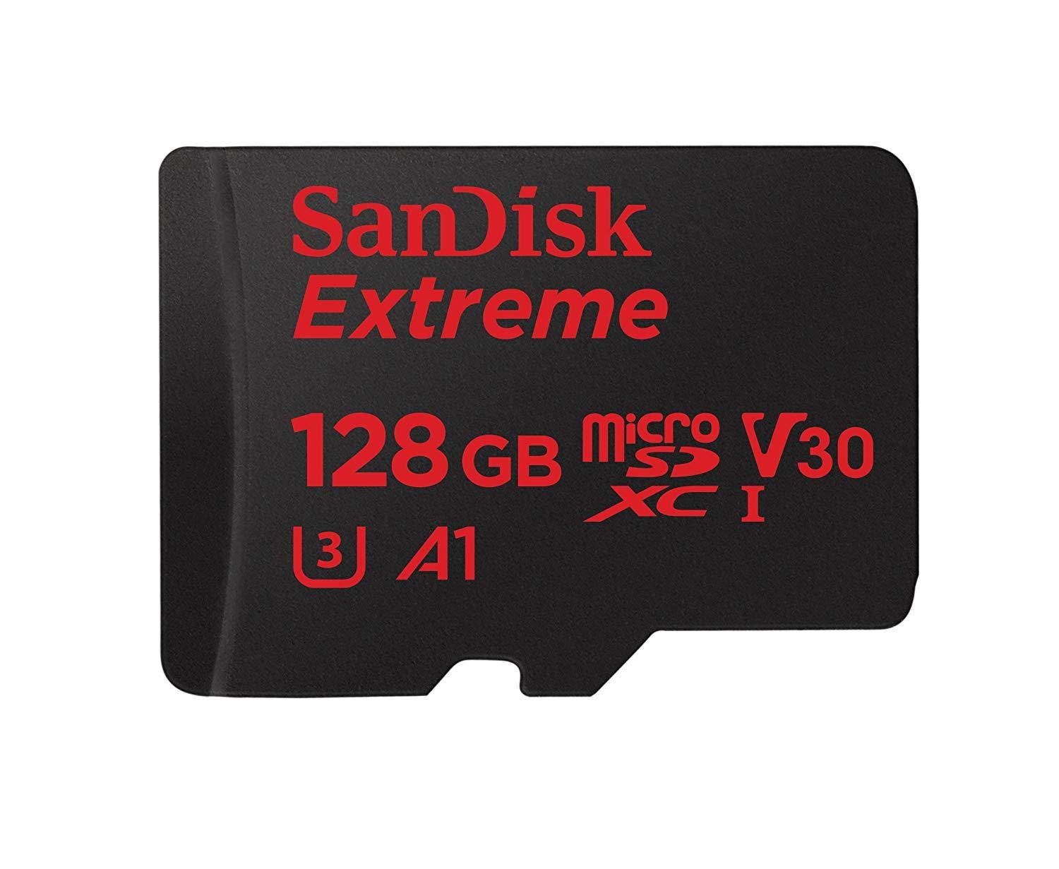 SanDisk Extreme 128GB microSDXC UHS-I U3 V30 A1 Memory Card - SDSQXAF-128G-GN6AA