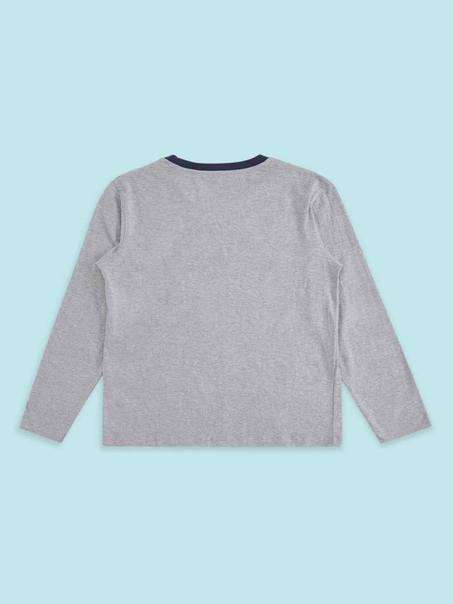 Pantaloons Baby Kids Grey & Navy Cotton Printed Full Sleeves T-Shirt