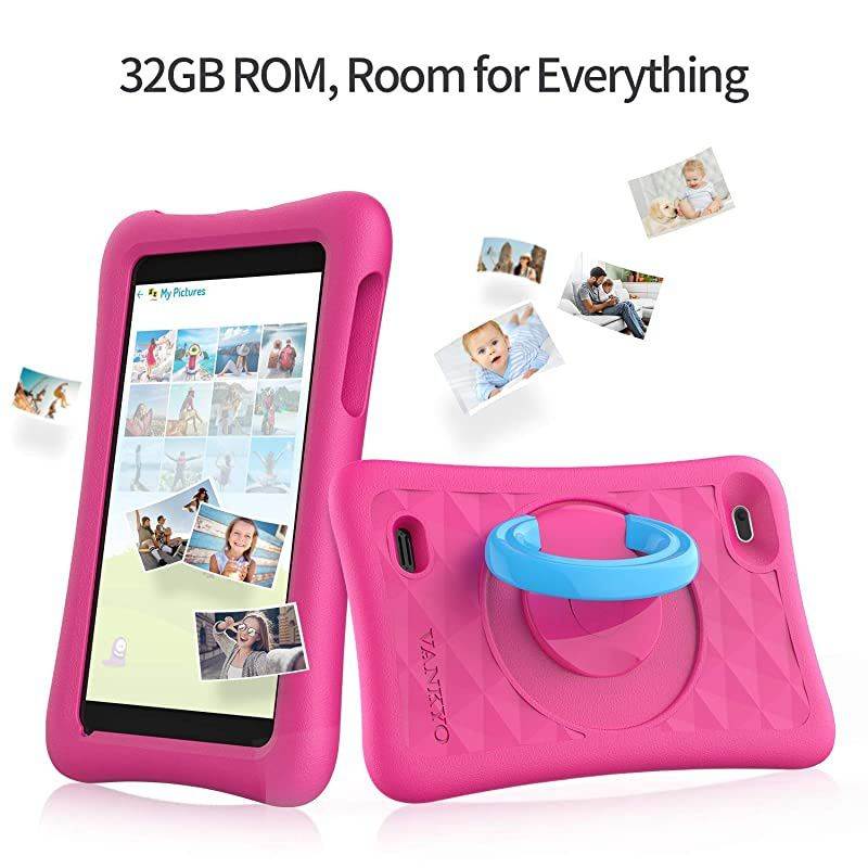 MatrixPad Z1 Kids Tablet 7 inch, 32GB ROM, Kidoz Pre Installed, IPS HD Display, WiFi Android Tablet, Kid-Proof, Pink