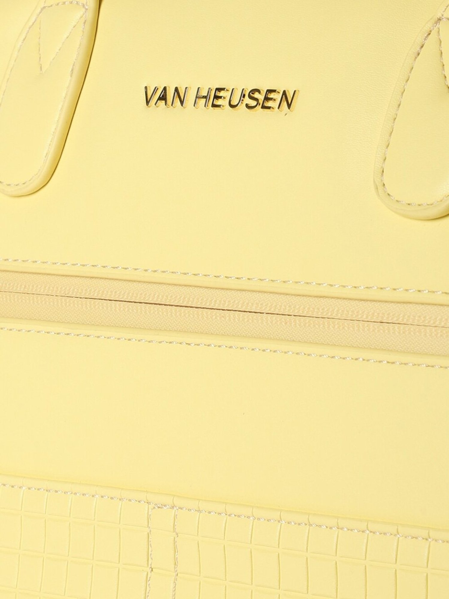 Van Heusen Yellow PU Solid Laptop Messenger Bag