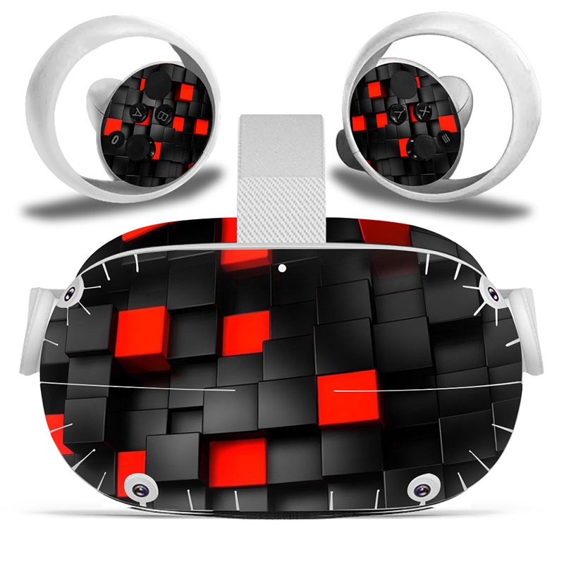 Amify Vinyl Skin Sticker for Oculus Quest 2 VR Headset Controller PVC Decals Cute Cartoon Wrap Cover for Oculus Quest 2 Accessories