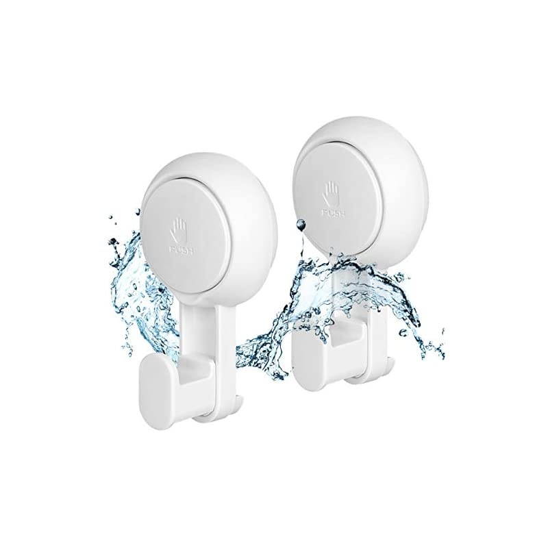 Cups Hooks for Shower Reusable Waterproof Utility Hooks(2 Pack) Heavy Duty Vacuum Home Kitchen Bathroom Wall Hooks Hanger for Towel Loofah Cloth Key & Ceiling Hanger
