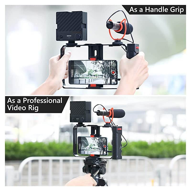 Plastic U Rig Smartphone Video Rig, Filmmaking Cage, Phone Video Stabilizer Grip Tripod Mount for Videomaker Film-Maker Video-grapher for iPhone X Xs XS Max XR X HUAWEI Samsung