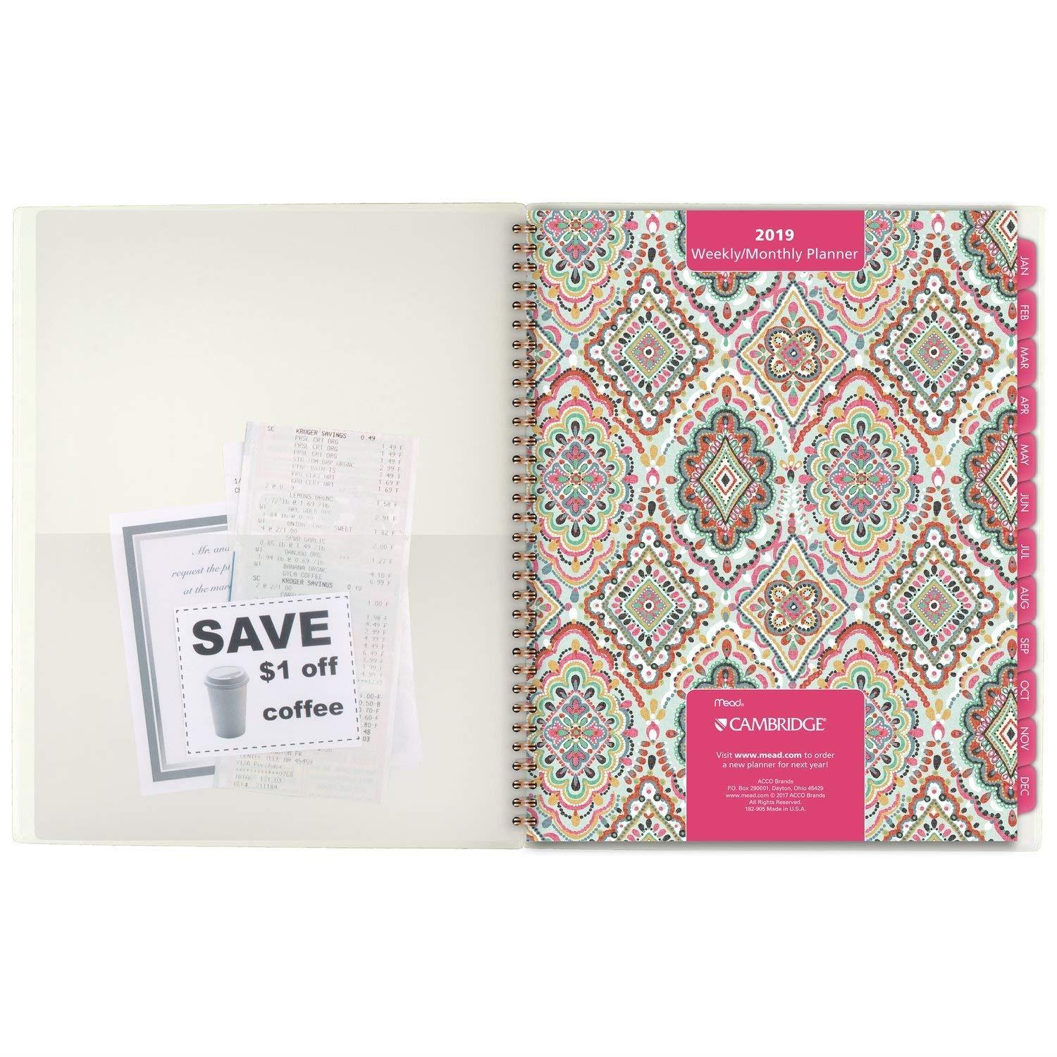 Cambridge 2019 Weekly & Monthly Planner, 8-1/2" x 11", Large, Marrakesh, Light Green (182-905)