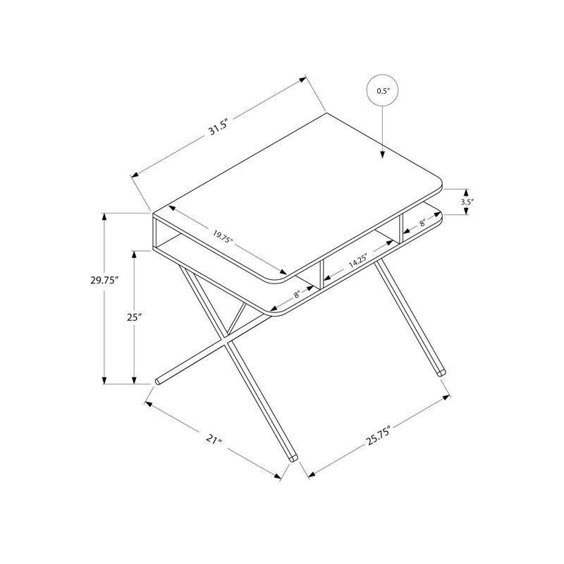 White Top Computer Desk - Silver Metal - EveryRoom