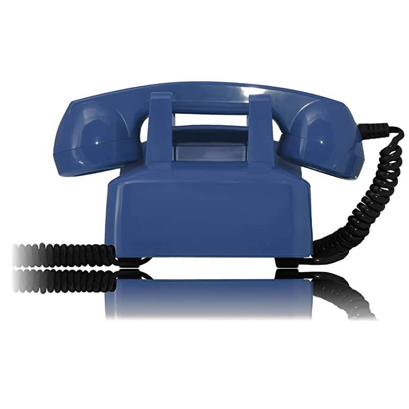 60s Cable with Classic United States Rotary Dial Inlay: Designer Retro Phone/Rotary Dial Telephone/Retro Style Phone/Vintage Telephone/Classic Desk Phone with Rotary Dialler (Blue)