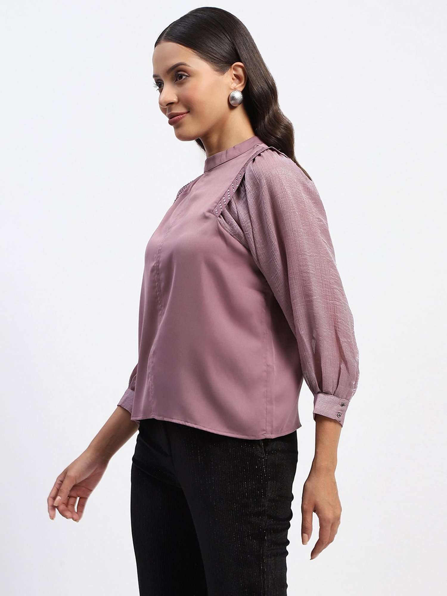 MADAME Mauve Embellished Top