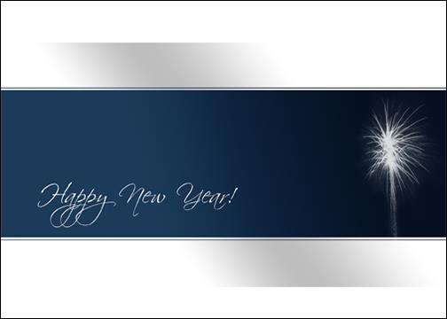 New Year Greeting Cards - First Light - FL100. Greeting Cards with a Happy New Year Message and Fireworks. Box Set has 25 Greeting Cards and 26 White with Silver Foil Lined Envelopes.