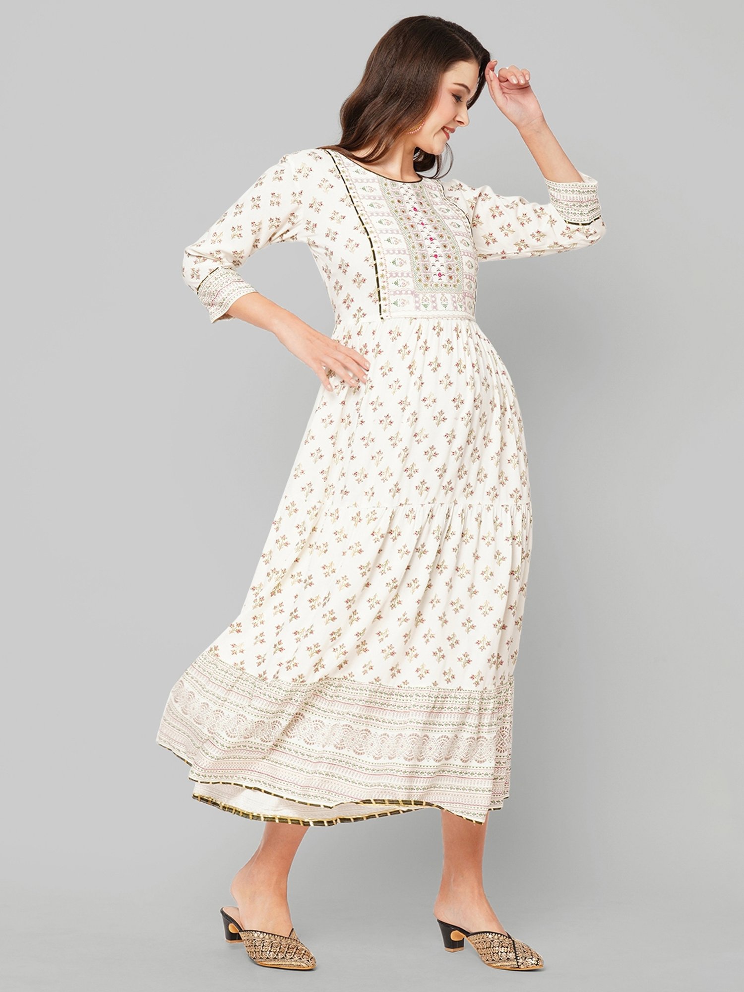 KIANA White Printed Maxi Dress