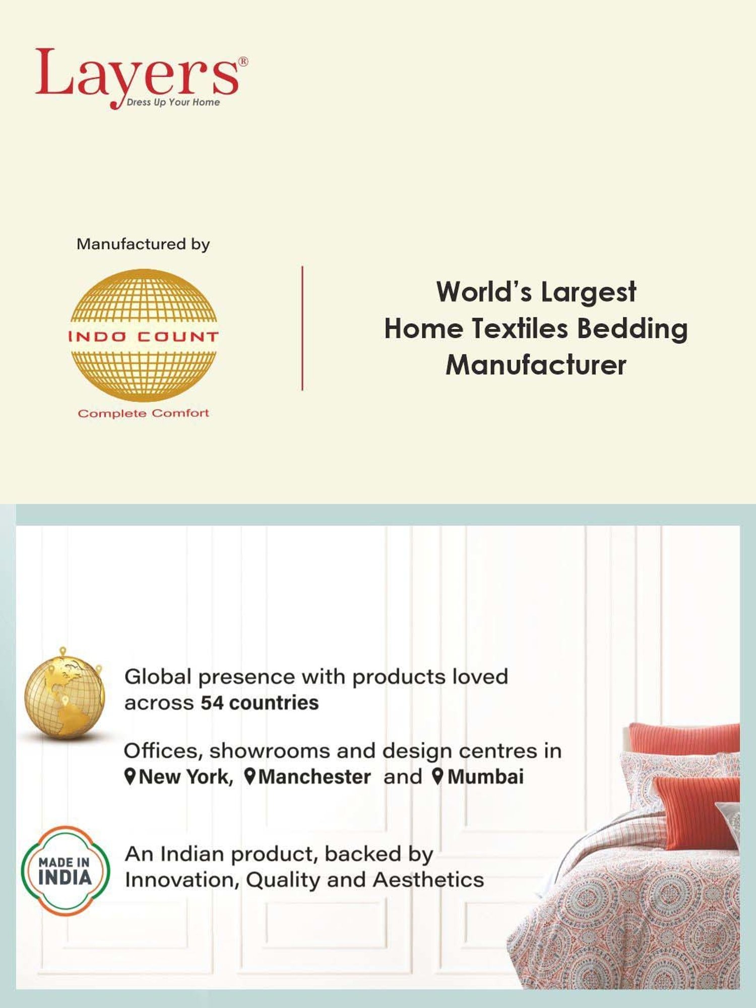 Layers Firenze Red Cotton 140 TC Double Size Bed Sheet with Pillow Cover