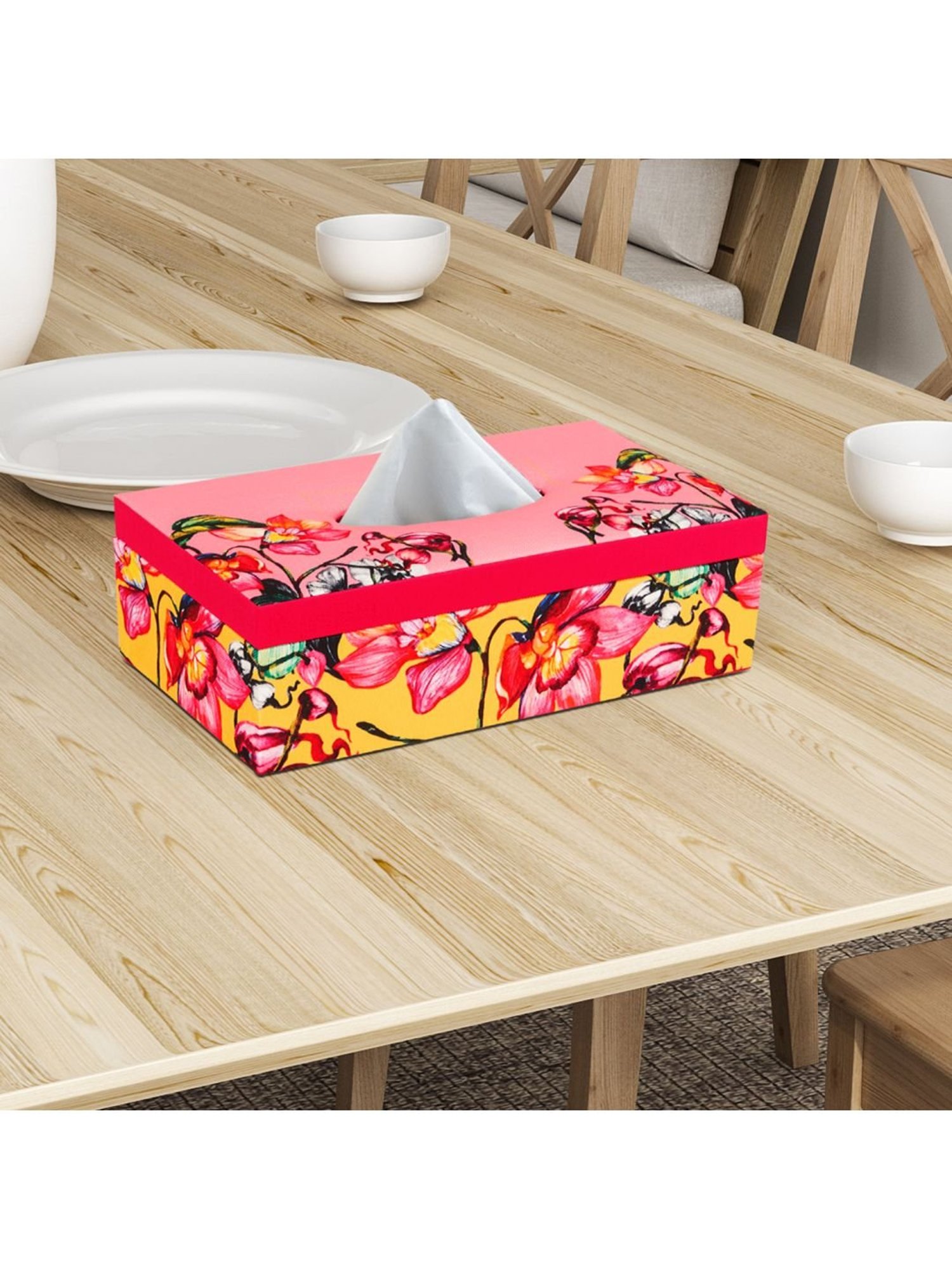 Karo Tapi Printed Multicolor Wood Tissue Box