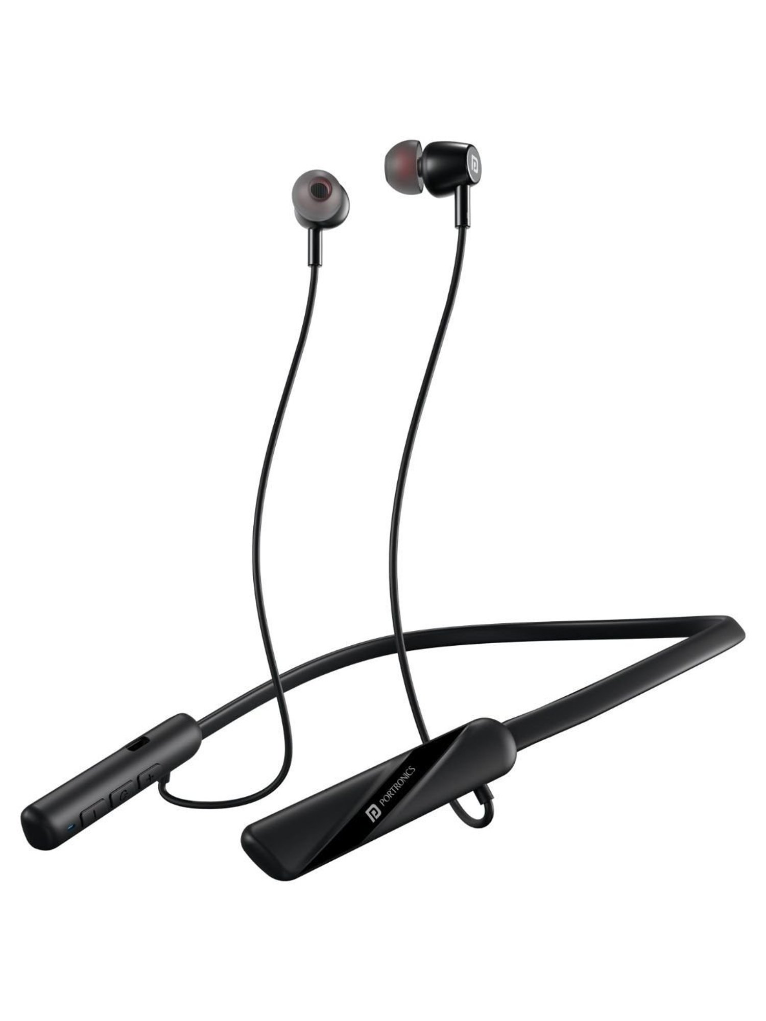 Portronics Harmonics Z10 In Ear Bluetooth Neckband with Mic, 35Hour Playtime,10mm Driver (Black)
