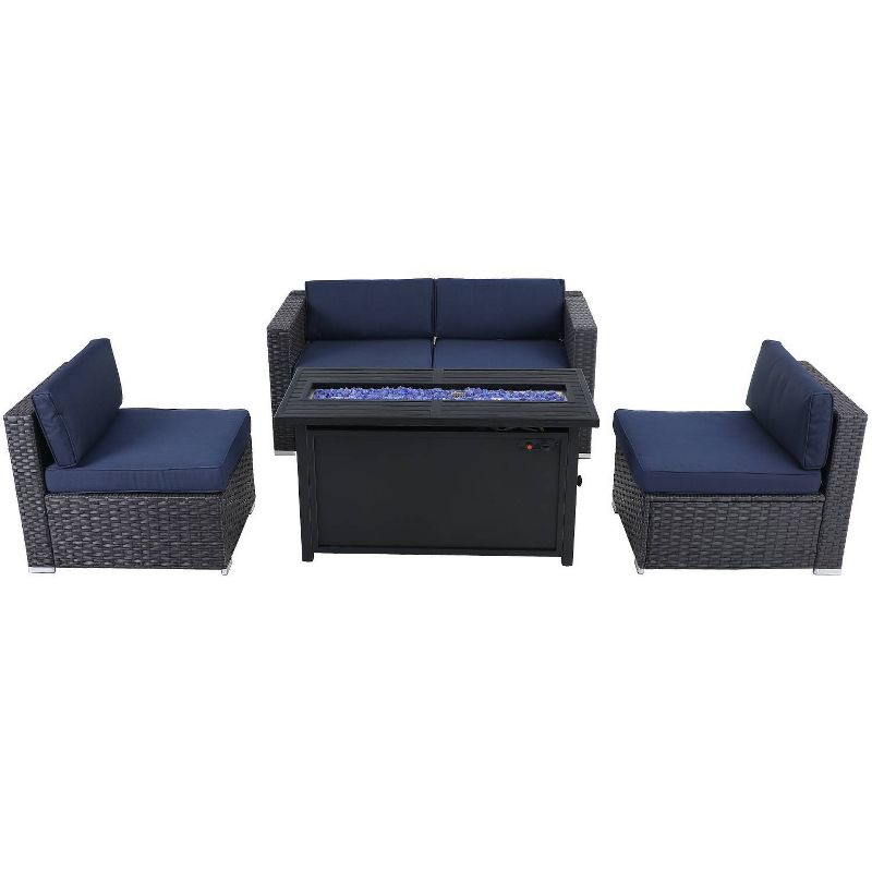 7pc Bridgeport Coastal Dining Set Blue - Royal Garden