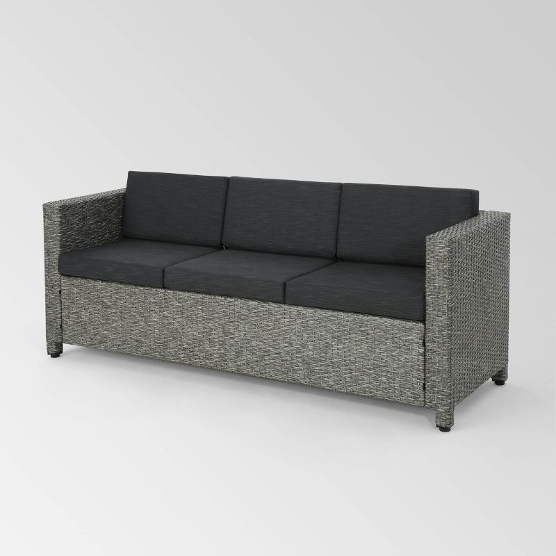 Puerta 8pc Wicker Chat Set - Mix Black/Dark Gray - Christopher Knight Home