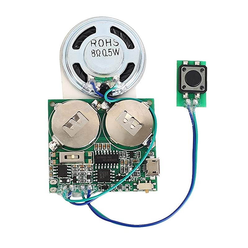 Recordable Sound Module Push Button Activated 8M Capacity Micro USB Button Cell Powered for DIY Audio Cards Music Greeting Card Creative Gifts