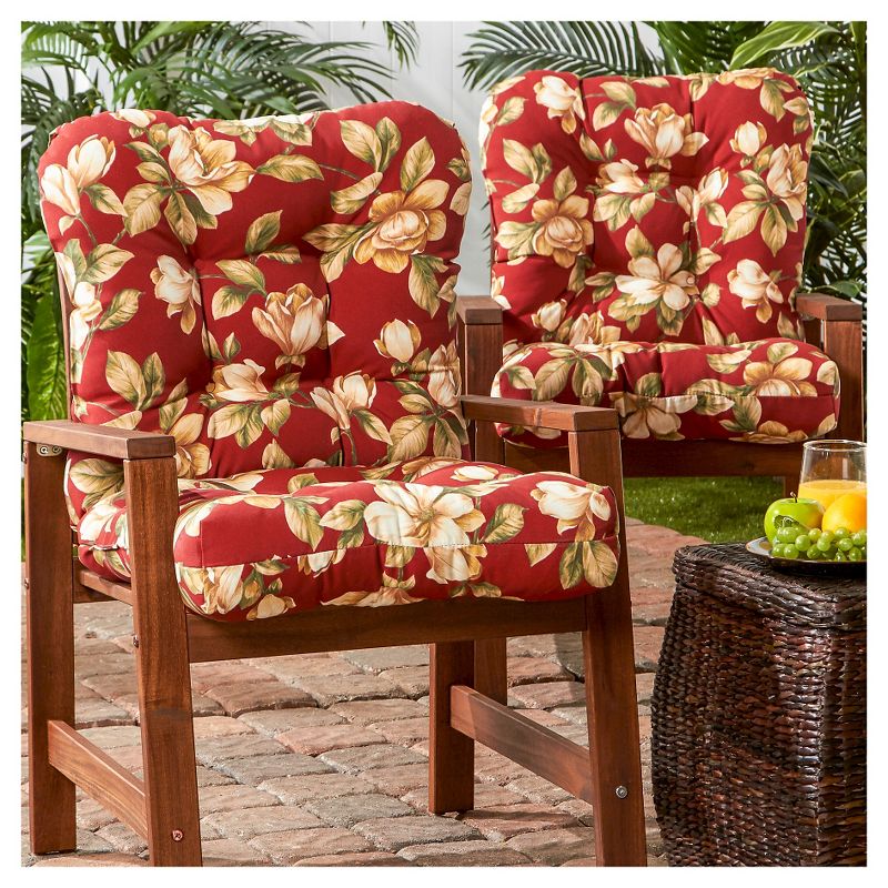 Set of 2 Roma Floral Outdoor Seat/Back Chair Cushions - Kensington Garden