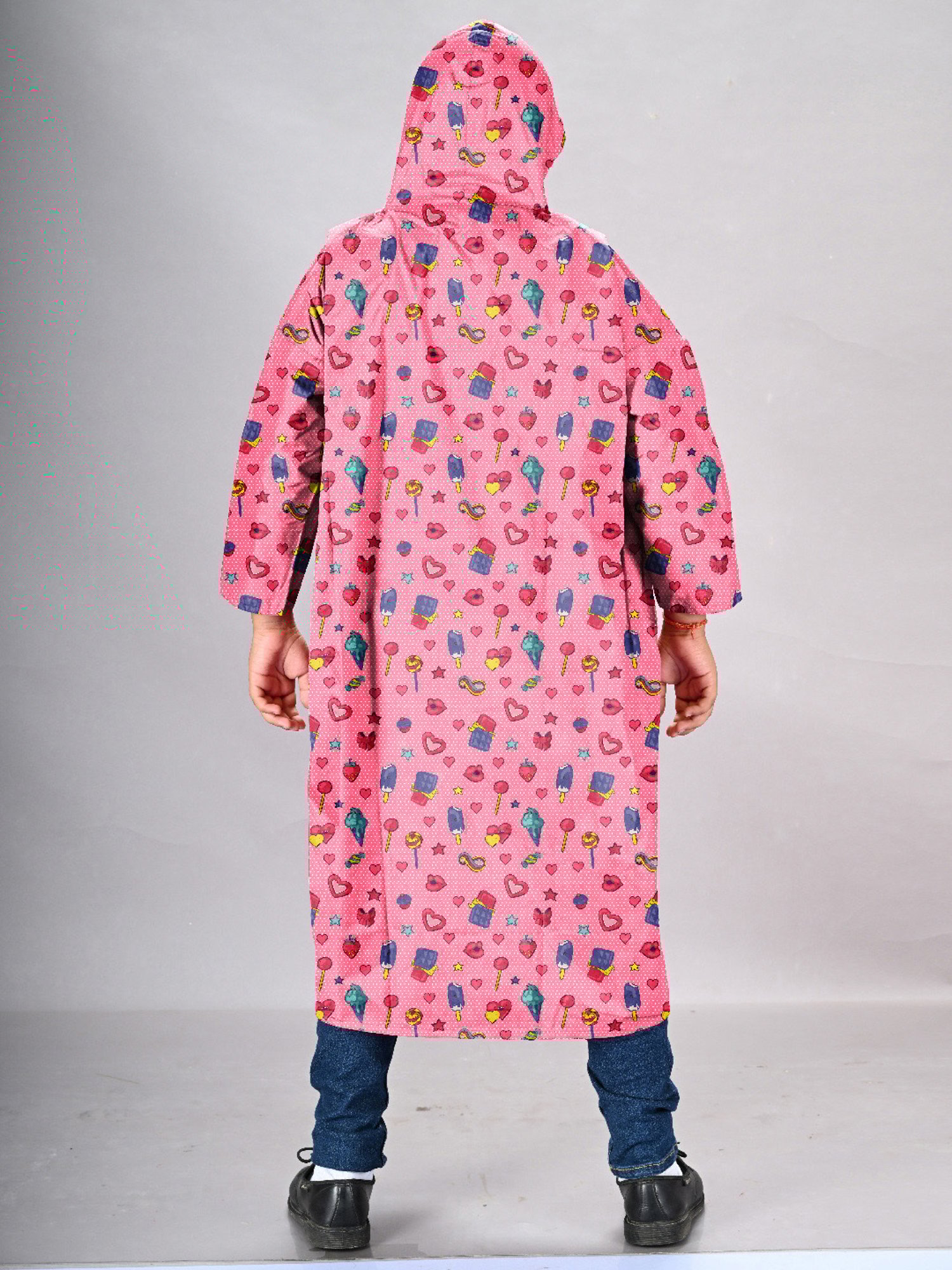 Lux Venus Boys Pink Printed Full Sleeves Raincoat