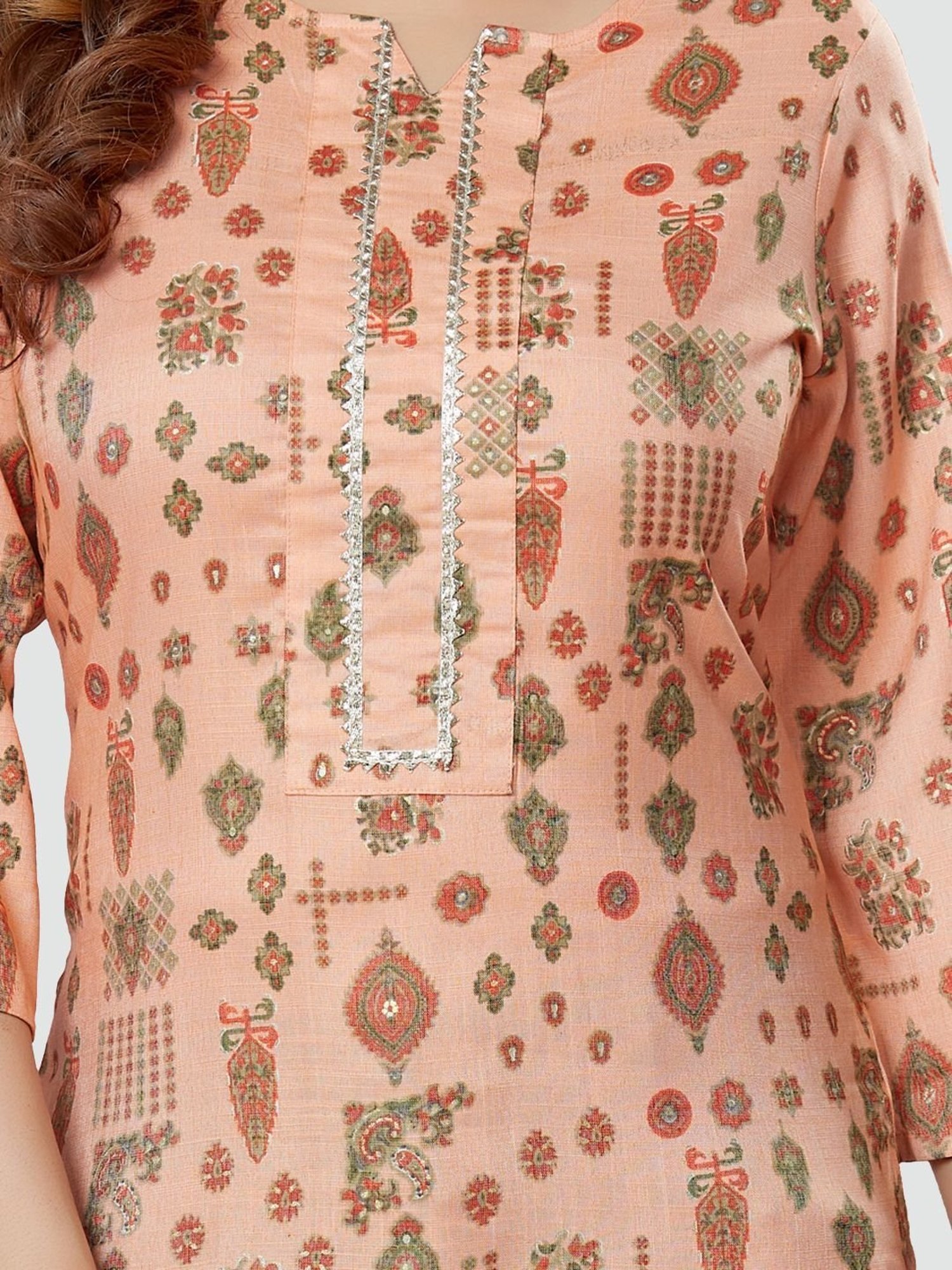 Saree Swarg Peach Printed Tunic