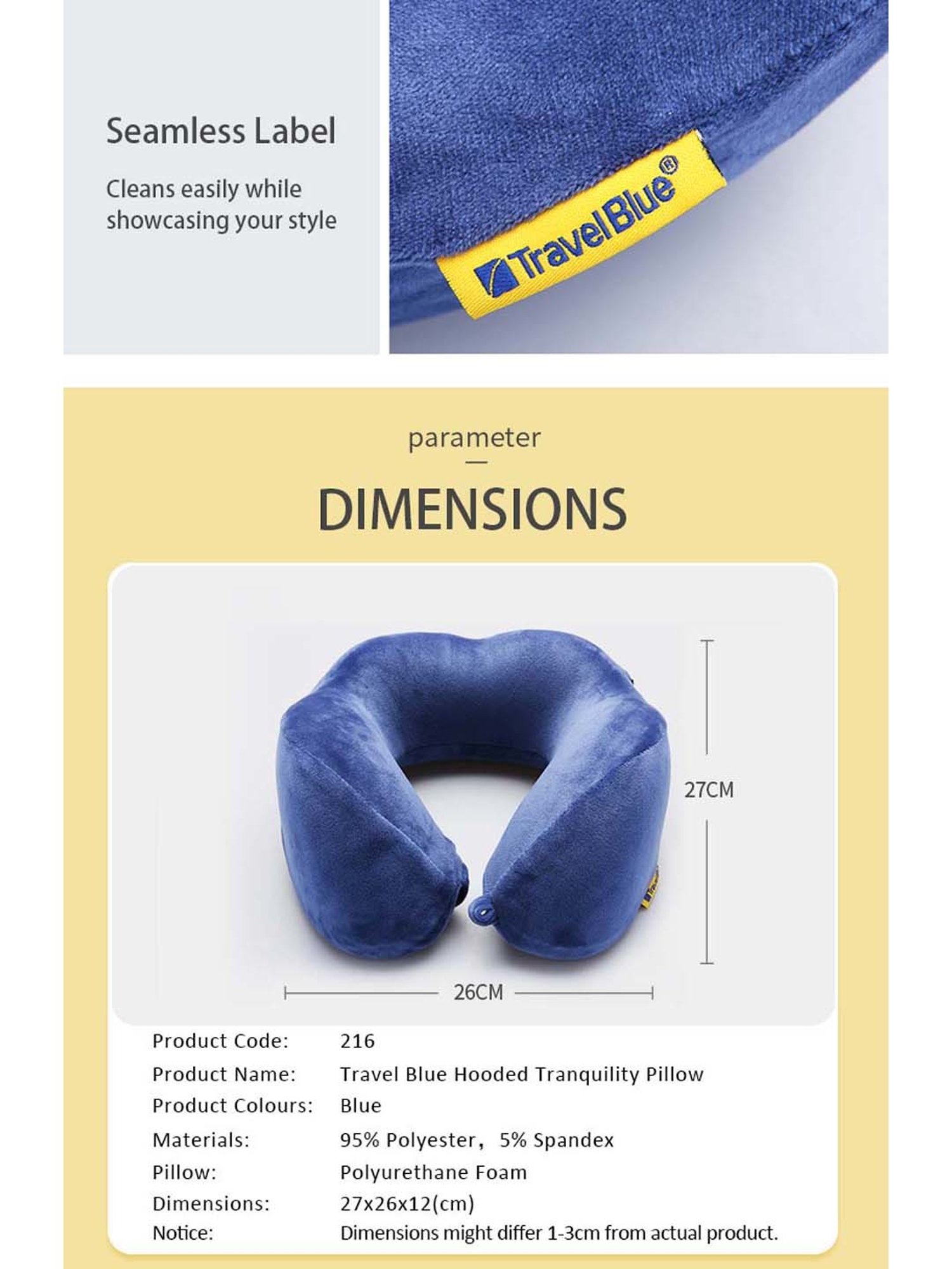 Travel Blue Blue Hooded Neck Pillow