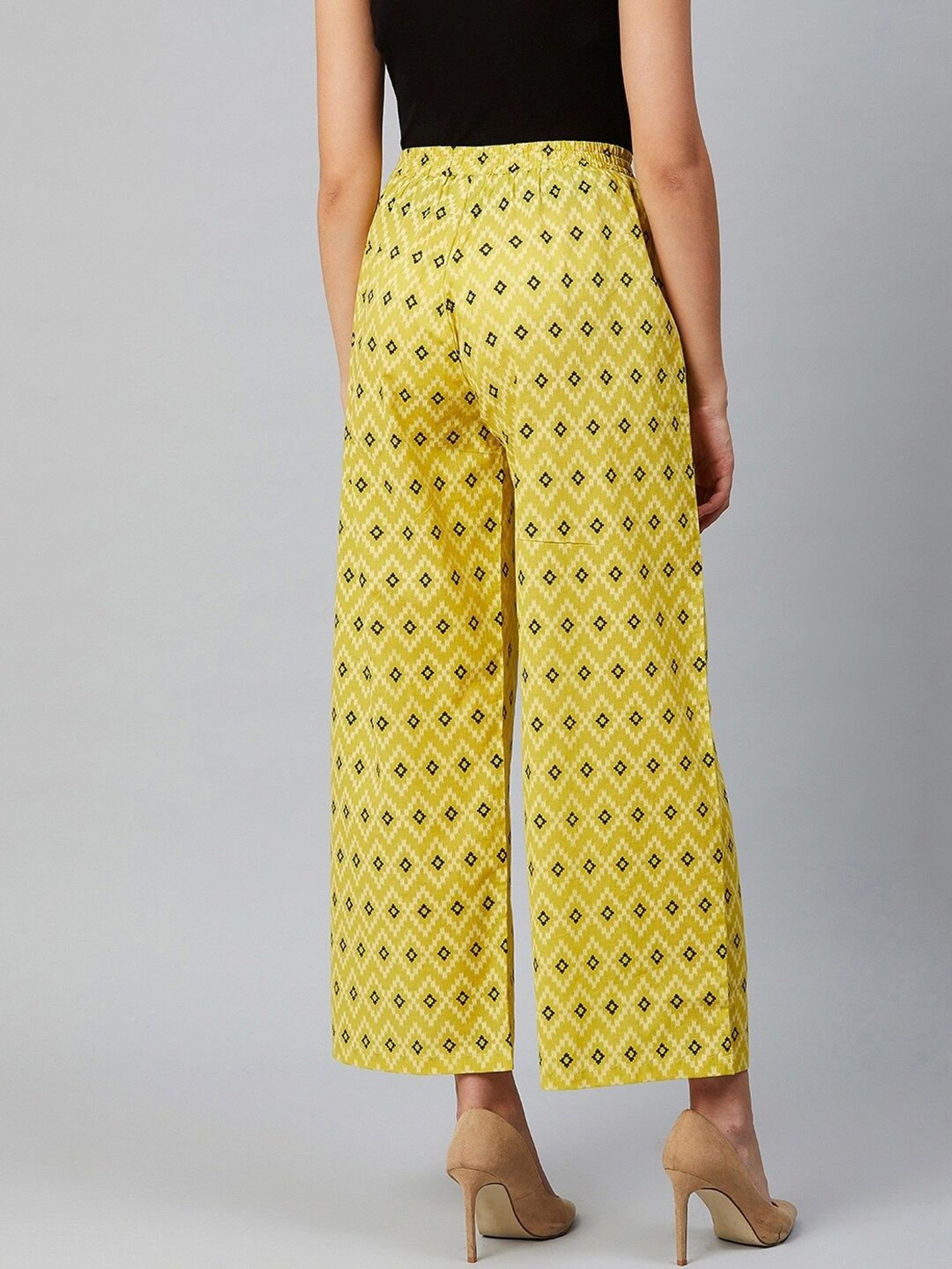 Sringam Green Cotton Printed Palazzos