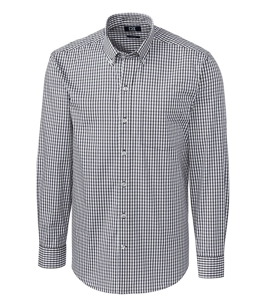 Cutter & Buck Long-Sleeve Yarn-Dyed-Gingham Easy-Care Stretch Shirt