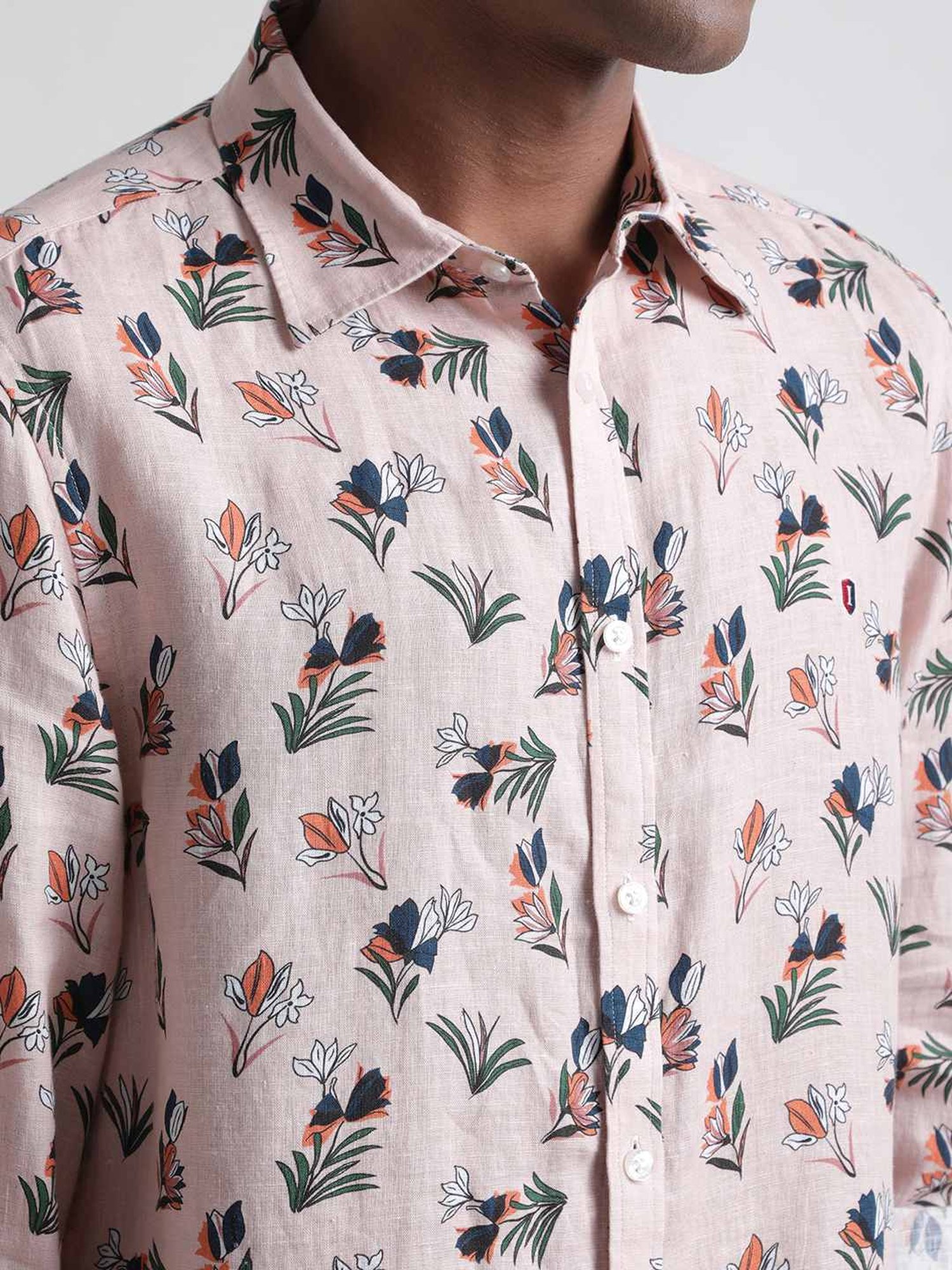 Iconic Men Printed Regular Fit Linen Shirt